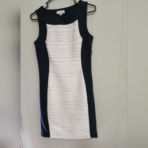 Calvin Klein Classy Gorgeous 😍 Navy Blue And White Dress - Picture 7 of 16